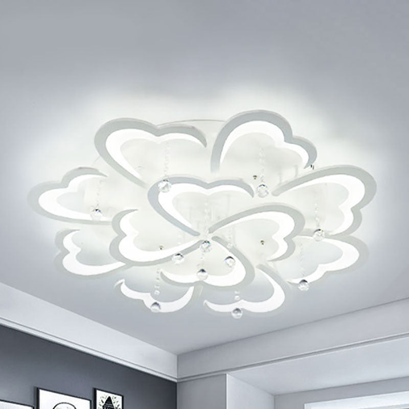 Modern Minimalist Petal Hardware Acrylic Crystal LED Semi-Flush Mount Ceiling Light For Living Room