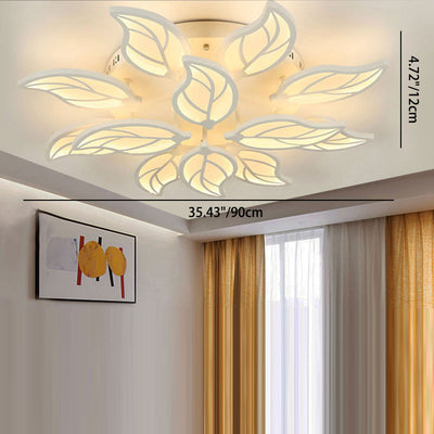 Modern Minimalist Leaf Hardware Acrylic LED Semi-Flush Mount Ceiling Light For Living Room