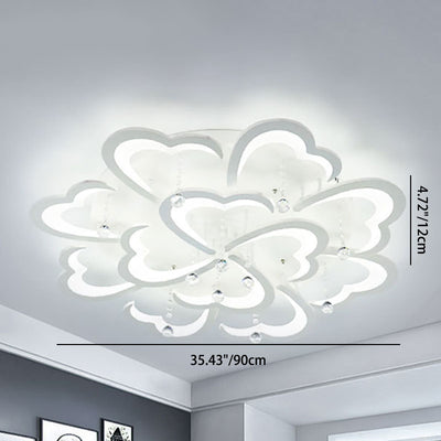 Modern Minimalist Petal Hardware Acrylic Crystal LED Semi-Flush Mount Ceiling Light For Living Room