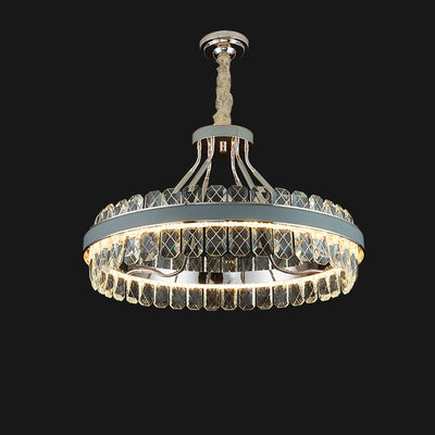 Modern Luxury Crystal Round Leather Crystal LED Chandelier For Bedroom