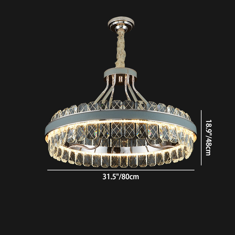 Modern Luxury Crystal Round Leather Crystal LED Chandelier For Bedroom