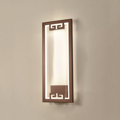 Traditional Chinese Rectangle Striped Lotus Leaf Iron Acrylic LED Wall Sconce Lamp For Bedroom