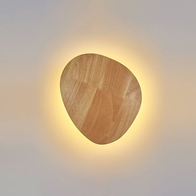 Modern Minimalist Round Irregular Oval Wood LED Wall Sconce Lamp For Living Room