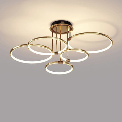 Contemporary Luxury Circle Combo Design LED Semi-Flush Mount Ceiling Light For Bedroom