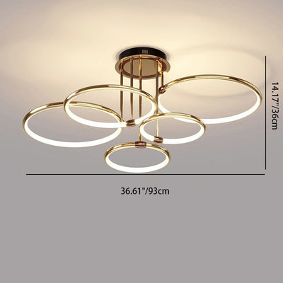 Contemporary Luxury Circle Combo Design LED Semi-Flush Mount Ceiling Light For Bedroom