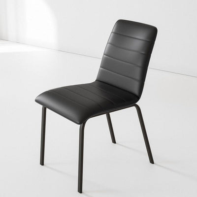 Modern Minimalist Rectangular Striped Leather Carbon Steel Dining Chair Backrest For Dining Room