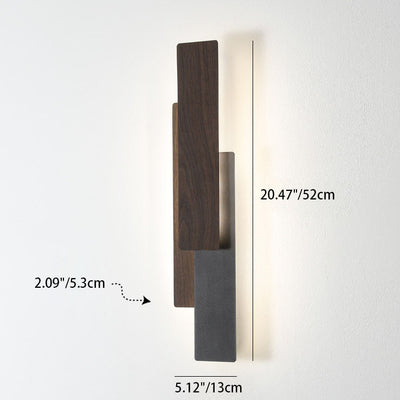 Modern Simple Wood Grain Geometric Rectangle LED Wall Sconce Lamp