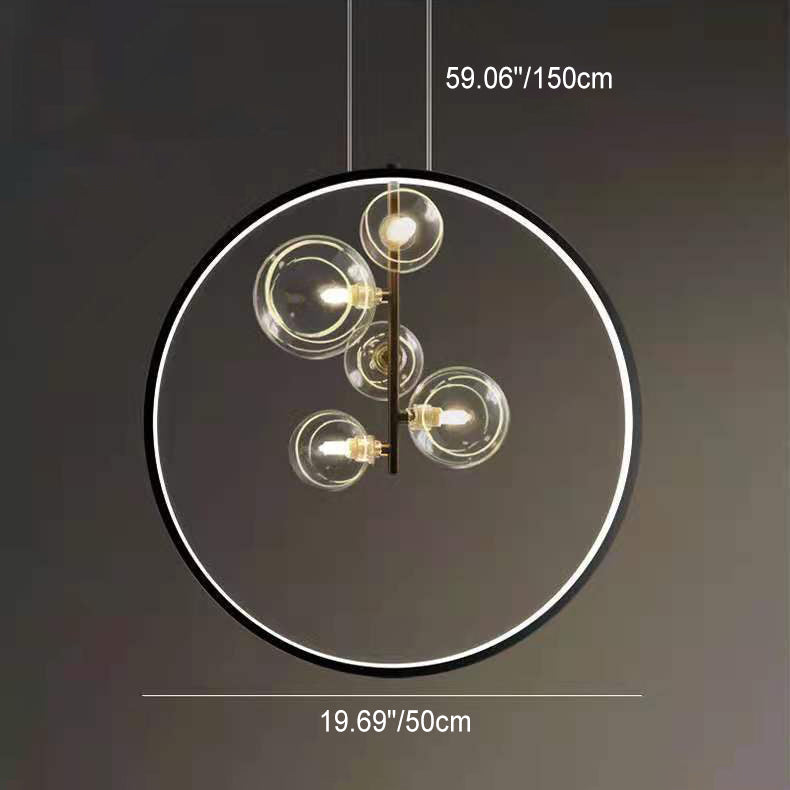 Modern Minimalist Circle Orb Iron Glass 1/3/5 Light Pendant Light For Living Room