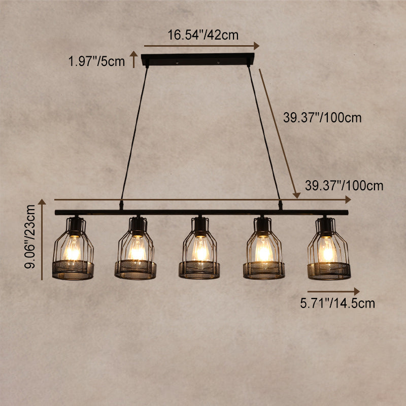 Traditional Vintage Iron Cage 3/4/5-Light Island Light Chandelier For Dining Room