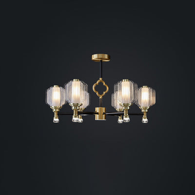 Contemporary Scandinavian Crystal Glass Copper 6/8/15 Light Chandelier For Living Room