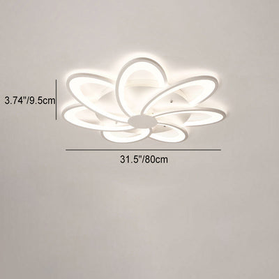 Contemporary Creative Petal Hardware Acrylic LED Semi-Flush Mount Ceiling Light For Living Room