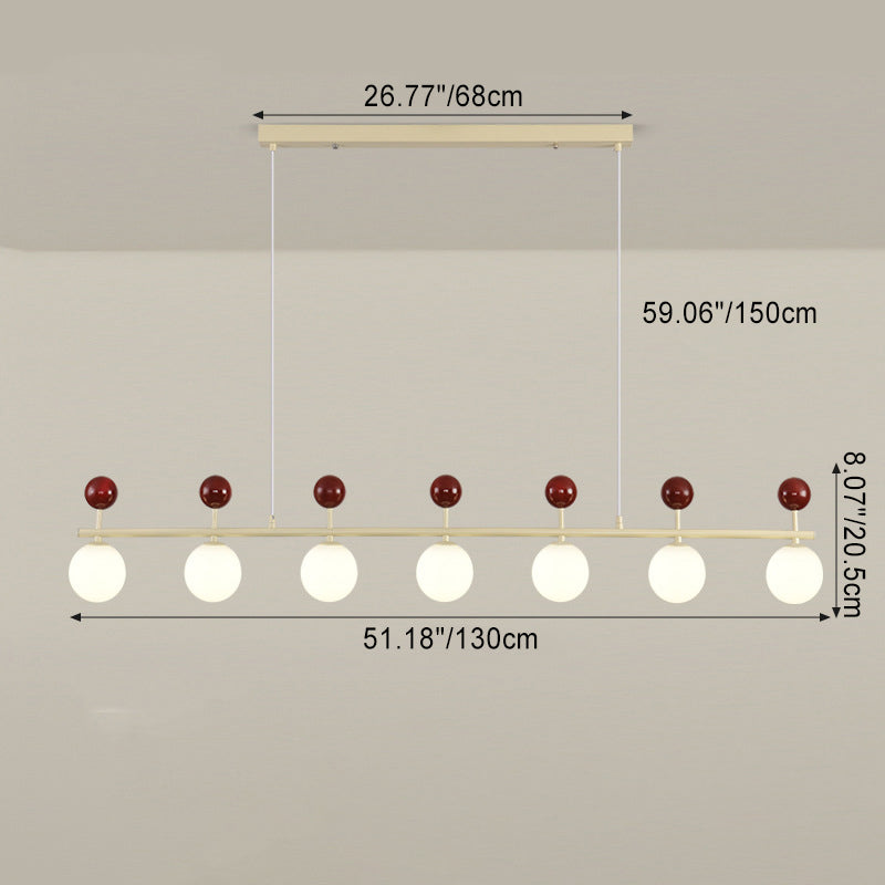 Lustre contemporain nordique en fer à longue bande de verre Magic Bean 5/7 lumières pour salle à manger 