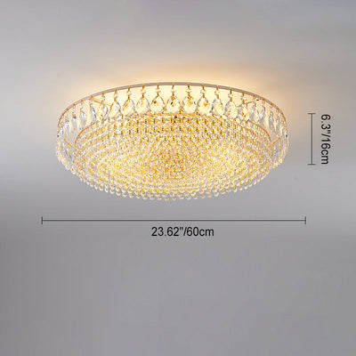 Modern Luxury Circle Iron Crystal 4/6/8/10 Light Flush Mount Ceiling Light For Living Room