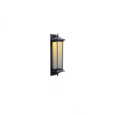 Contemporary Simplicity Solar Waterproof Aluminum Glass Cuboid 1-Light Outdoor Wall Sconce Lamp For Garden