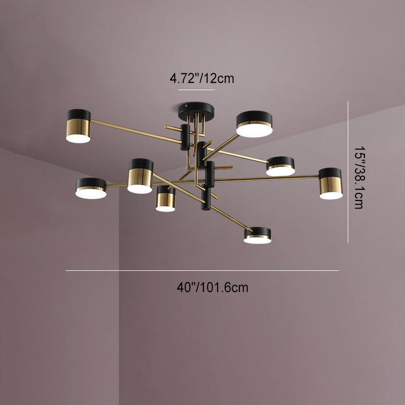 Contemporary Scandinavian Iron Acrylic Round LED Semi-Flush Mount Ceiling Light For Living Room