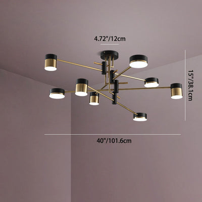 Modern Minimalist Cylinder Iron Acrylic 4/6/8 Light Chandelier For Living Room