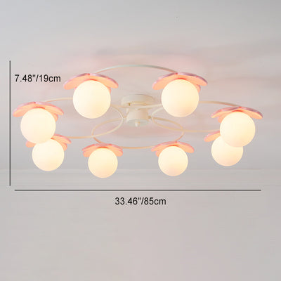 Modern Minimalist Round Sphere Iron Glass 4/6/8 Light Semi-Flush Mount Ceiling Light For Living Room