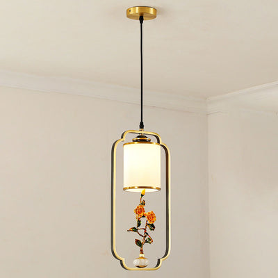 Contemporary Luxury Zinc Alloy Enamel Cylindrical Shade 1-Light Pendant Light For Living Room