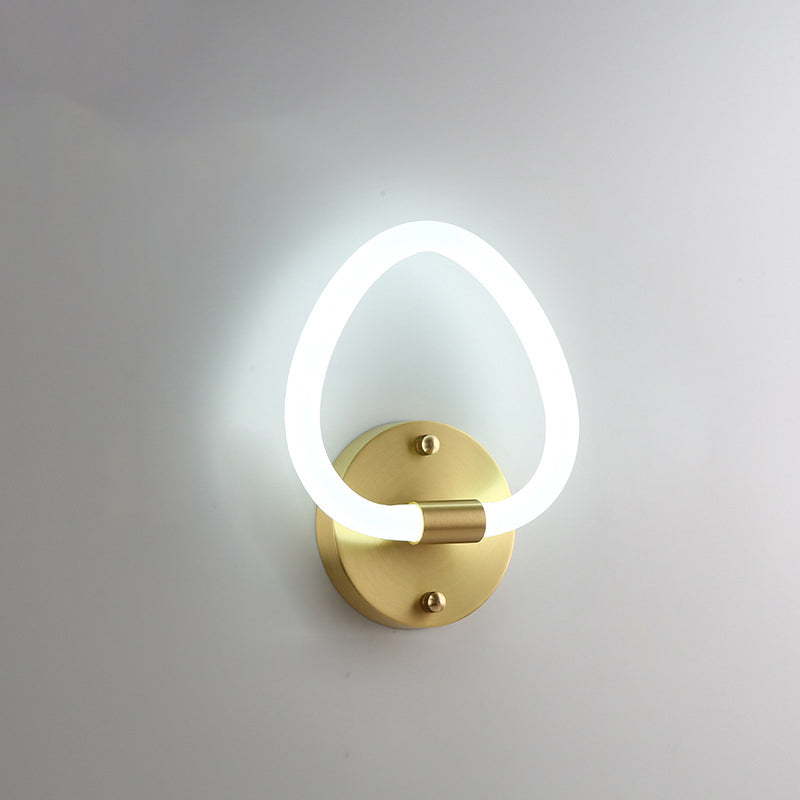 Contemporary Creative Brass Acrylic Round Oval Figure Six Eight Letter LED Wall Sconce Lamp For Hallway