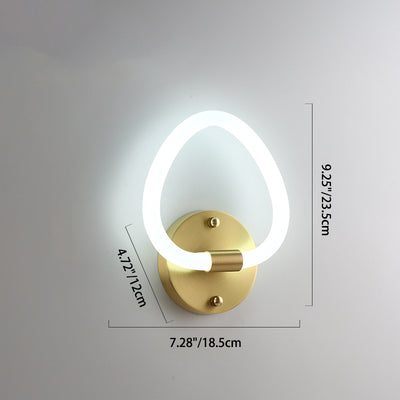 Contemporary Creative Brass Acrylic Round Oval Figure Six Eight Letter LED Wall Sconce Lamp For Hallway