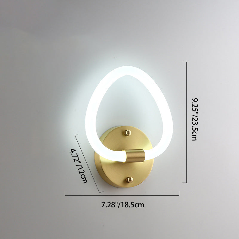 Contemporary Creative Brass Acrylic Round Oval Figure Six Eight Letter LED Wall Sconce Lamp For Hallway