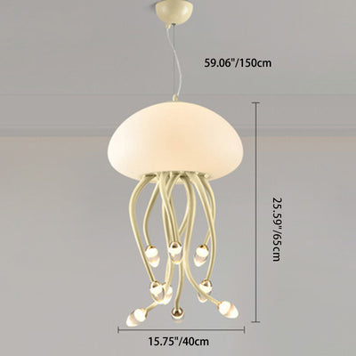 Contemporary Nordic Jellyfish Iron Acrylic LED Chandeliers For Bedroom