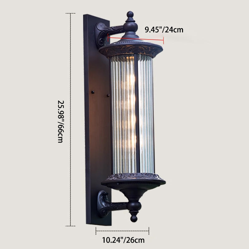 Lampe murale à un feu en cylindre de verre en aluminium étanche rétro contemporain pour jardin 