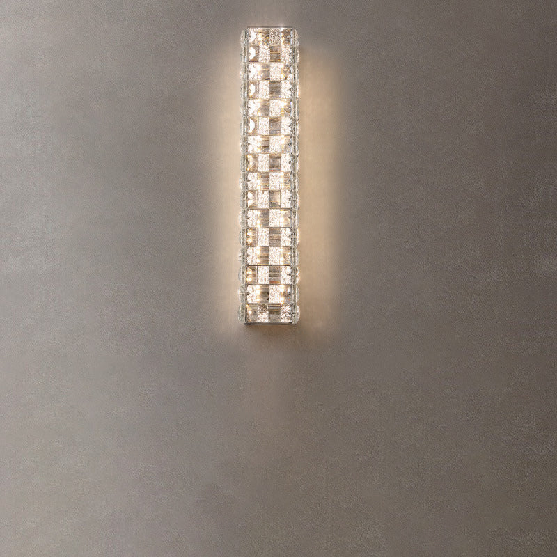 Modern Luxury Rectangle Stainless Steel Crystal LED Wall Sconce Lamp For Bedroom