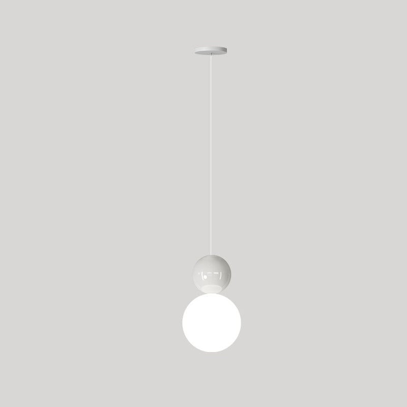 Modern Minimalist Round Ball Hardware Plastic 1-Light Pendant Light For Bedroom