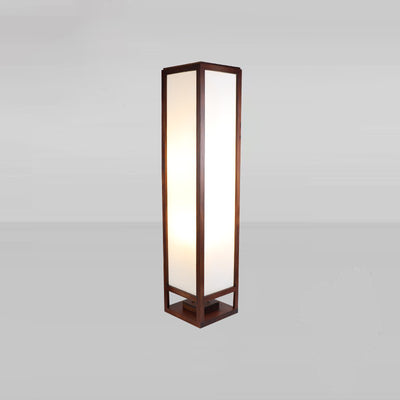 Traditional Chinese Rectangular Parchment Wood 1-Light Standing Floor Lamp For Entertainment Rooms