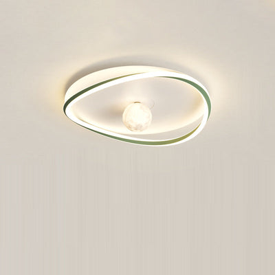 Modern Minimalist Circular Ring Iron Acrylic Aluminum LED Flush Mount Ceiling Light For Bedroom