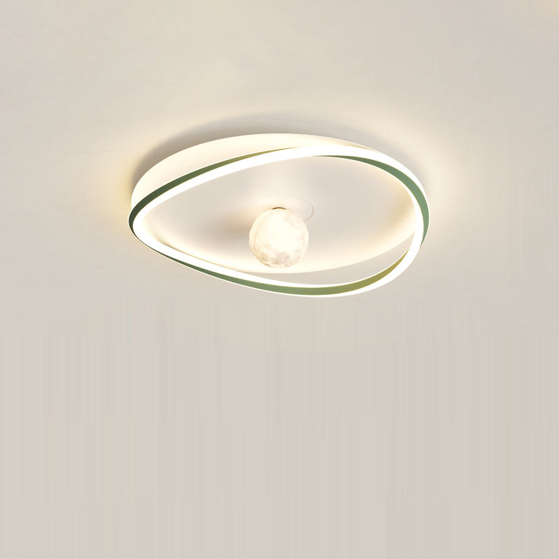 Modern Minimalist Circular Ring Iron Acrylic Aluminum LED Flush Mount Ceiling Light For Bedroom