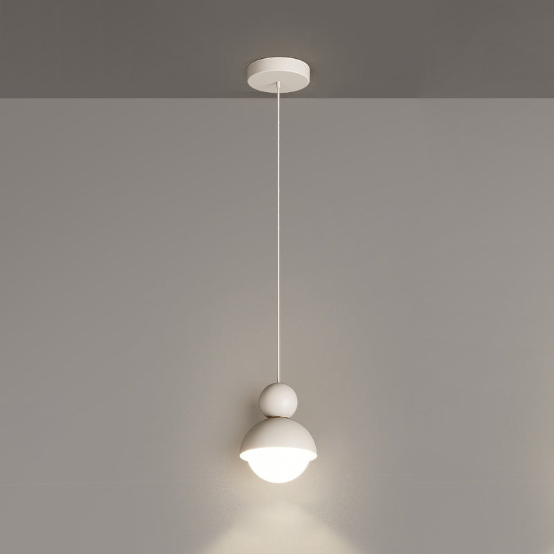 Modern Minimalist Cream Round Bowl Cone Iron 1-Light Pendant Light For Living Room