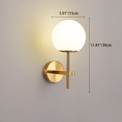 Contemporary Scandinavian Round Ball Iron Glass 1-Light Wall Sconce Lamp For Bedroom