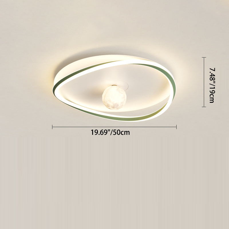 Modern Minimalist Circular Ring Iron Acrylic Aluminum LED Flush Mount Ceiling Light For Bedroom