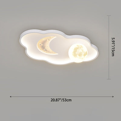 Contemporary Creative Resin Moon Astronaut Acrylic Cloud Shape LED Kids Flush Mount Ceiling Light For Living Room