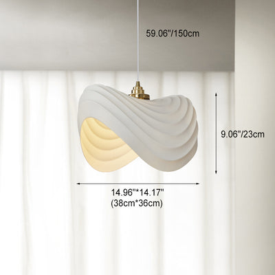 Traditional Japanese Resin Spiral Corrugated Shade 1-Light Pendant Light For Living Room