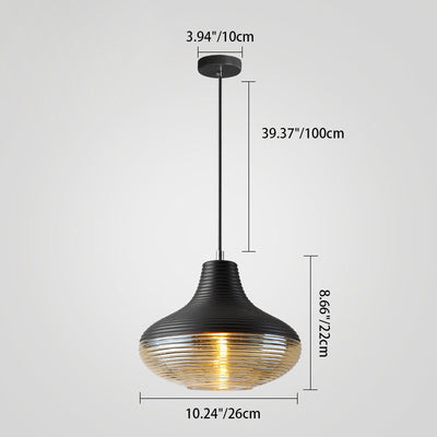 Contemporary Scandinavian Cylinder Oval Iron Glass 1-Light Pendant Light For Living Room