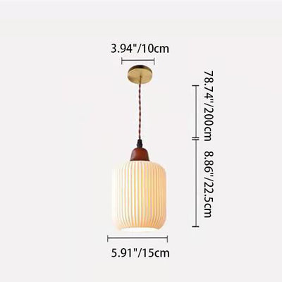 Contemporary Retro Pleated Ceramic Lantern Shade 1-Light Pendant Light For Living Room