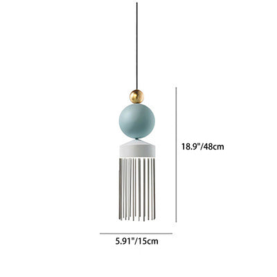 Contemporary Creative Round Orb Tassel Glass Hardware LED Pendant Light For Living Room