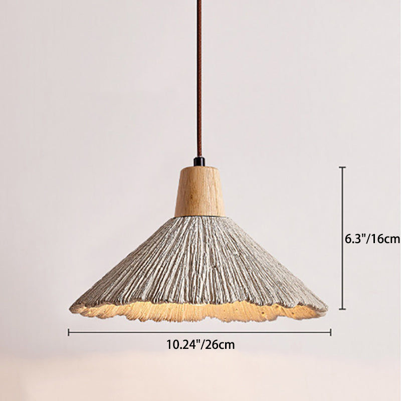 Contemporary Scandinavian Umbrella Bar Textured Cement 1-Light Pendant Light For Living Room