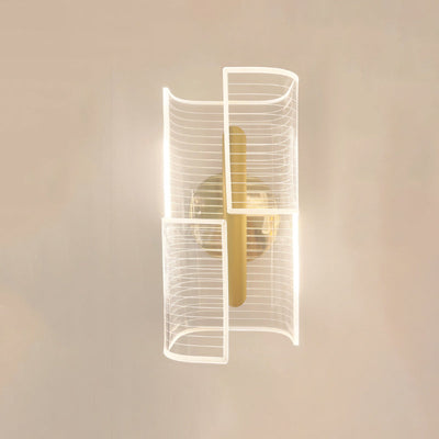 Modern Luxury Iron Acrylic Skeletonized Column Cut Lozenge Line LED Wall Sconce Lamp For Hallway