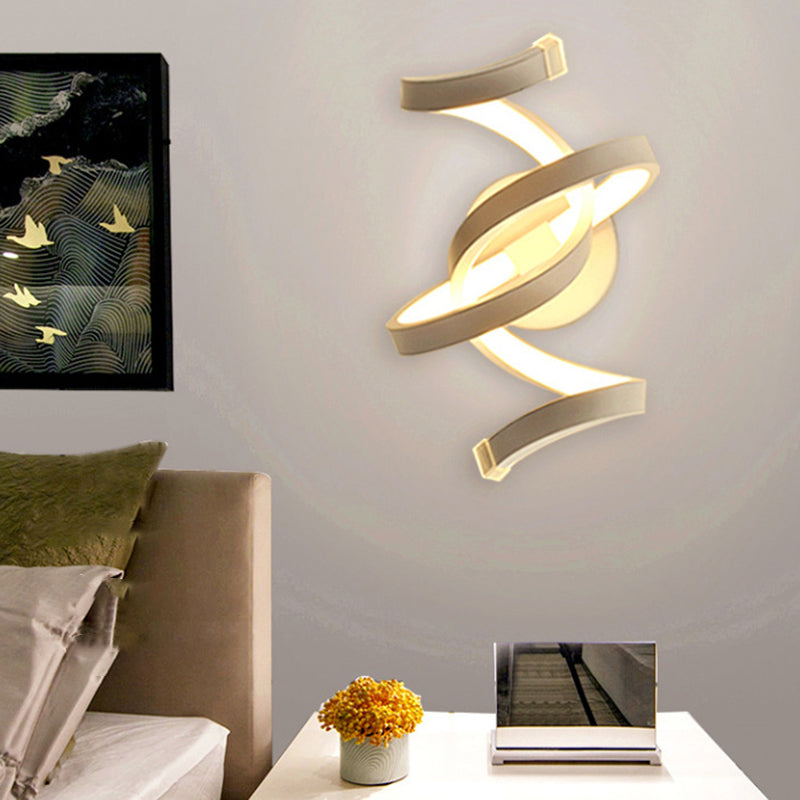 Contemporary Creative Bar Wave Aluminium Acrylic LED Wall Sconce Lamp For Living Room