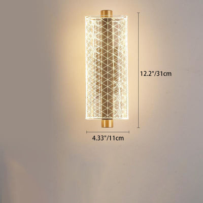 Modern Mid-Century Cylinder Hardware Acrylic LED Wall Sconce Lamp For Bedroom