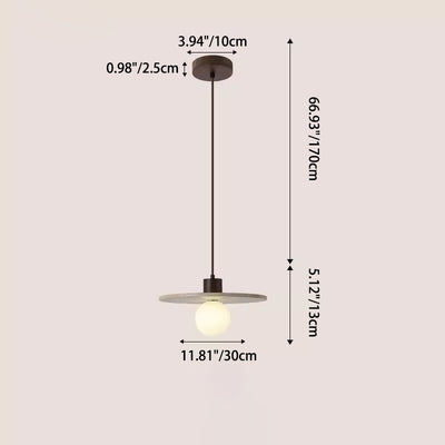 Contemporary Scandinavian Half Globe Cylindrical Stone Solid Wood Glass 1-Light Pendant Light For Bedroom