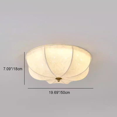 Traditional French Iron Fabric Round 3/4/5 Light Flush Mount Ceiling Light For Bedroom