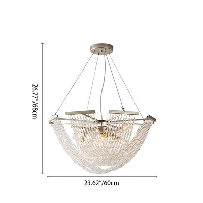 Contemporary Luxury Mesh Shade Iron Crystal 2/6 Light Chandelier For Living Room