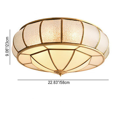 Contemporary Luxury Oval Dome Full Copper Glass 3/4/6 Light Flush Mount Ceiling Light For Bedroom