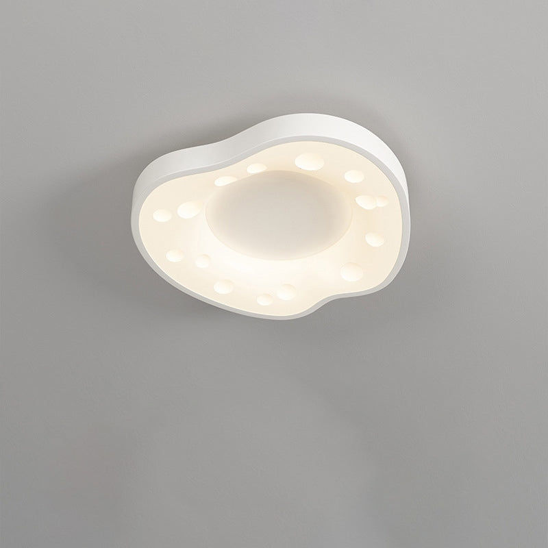 Modern Minimalist Cheese Cream Acrylic Iron LED Flush Mount Ceiling Light For Bedroom