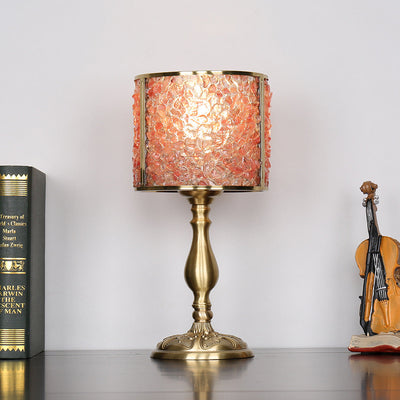 Modern Transitional Crystal Stone Shade Full Copper Base 1-Light Table Lamp For Study